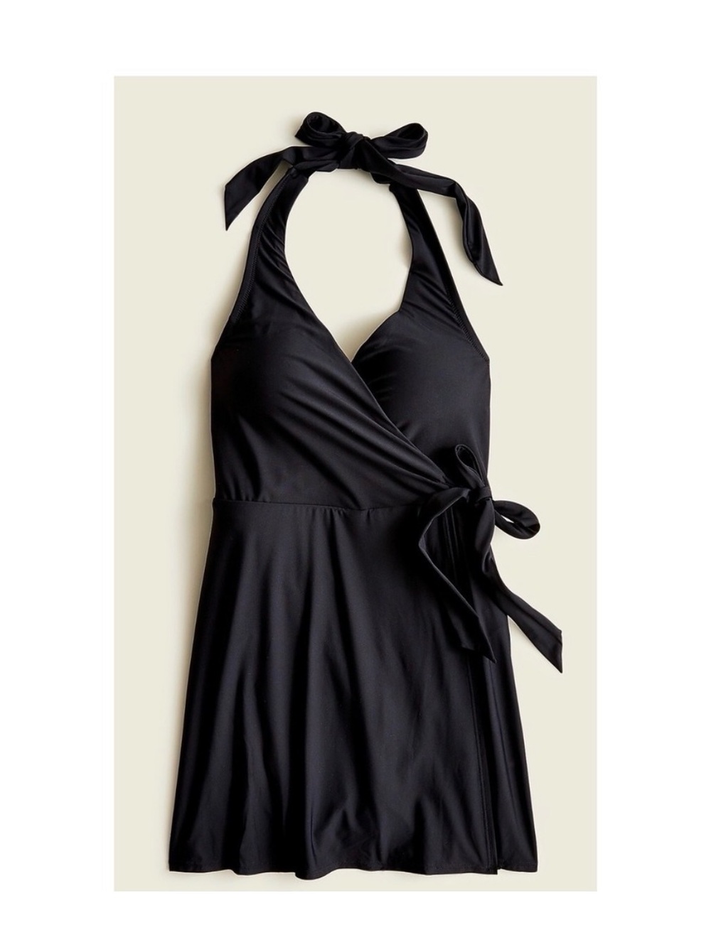 Black Halter Wrap Swimdress